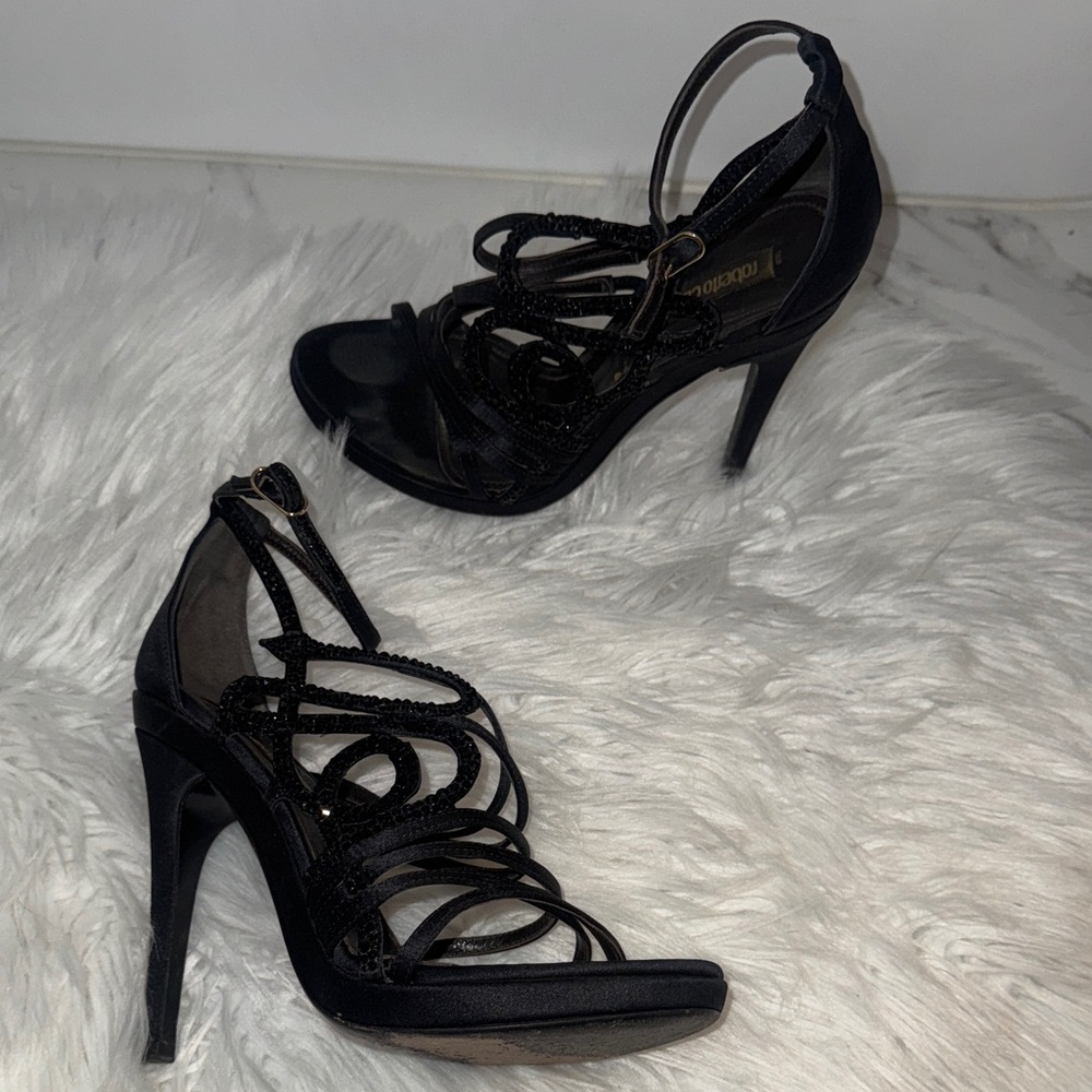 Chic Black Strappy Heels by Unknown Brand